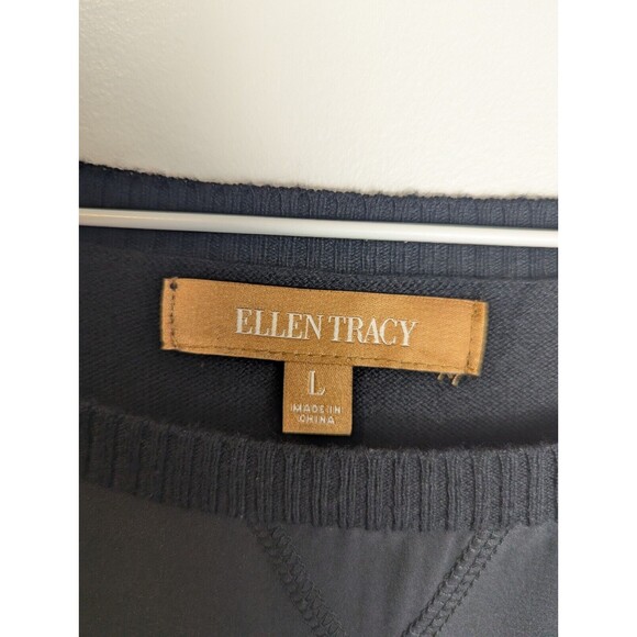 Ellen Tracy Women's Top Black Long Sleeve Lightweight Sweater Size L‎ Elegant - Picture 3 of 7